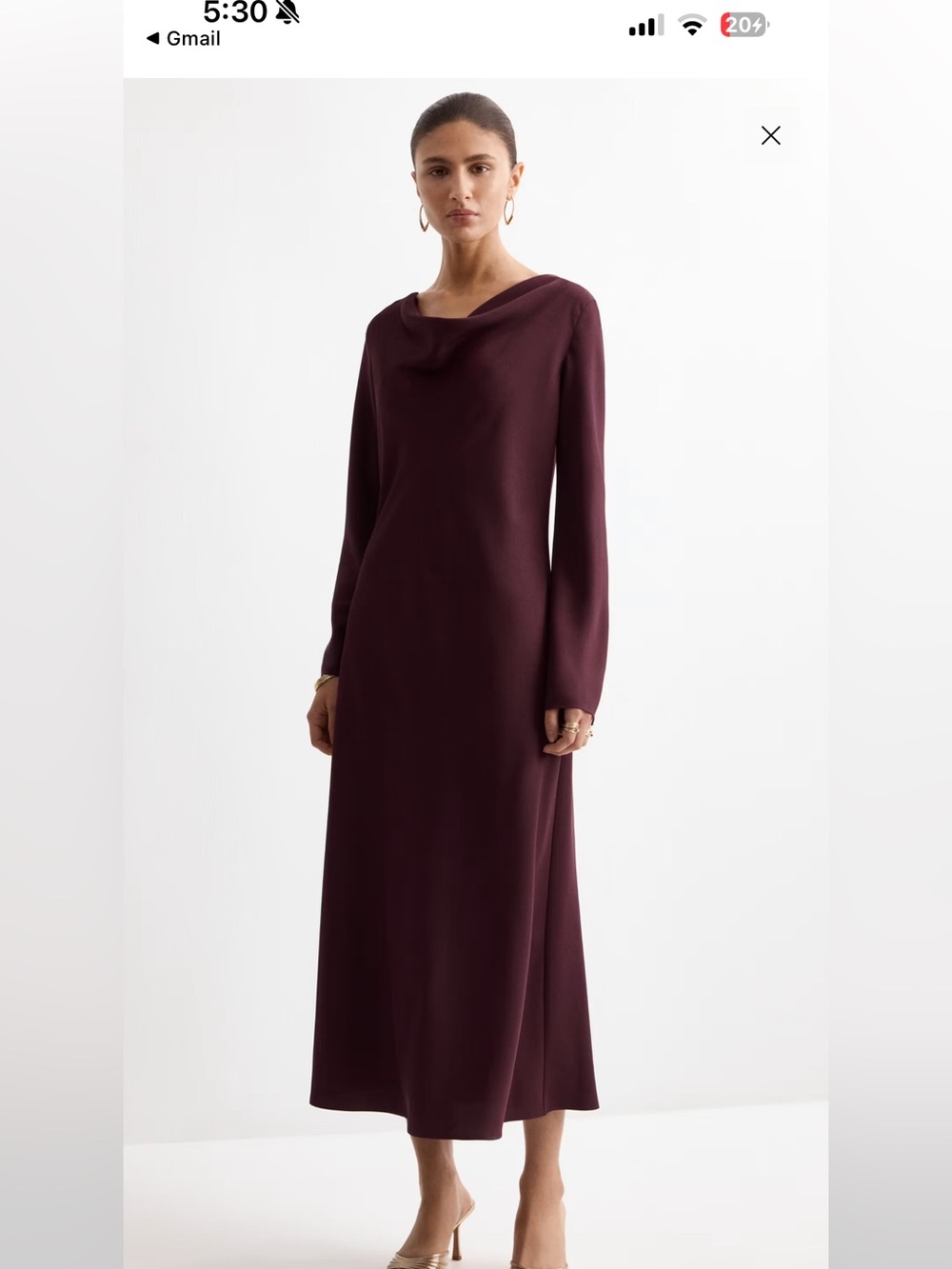 Elegant Maroon Long-Sleeve with Draped Neck - Mango